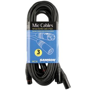Pack de 3 cables para micrófono Samson MC18 XLR - 6 metros cada uno