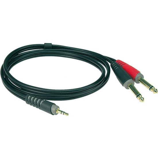 Cable de audio Klotz AY5-0300 mini jack estéreo (1/8 pulgada) - jack 1/4 pulgada mono (x2) de 3 metros