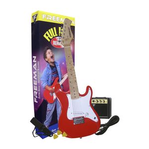 Pack guitarra eléctrica Freeman STRATOCASTER KID - color rojo