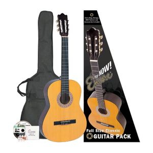 Pack de Guitarra clásica 4/4 Encore ENC44OFT color natural