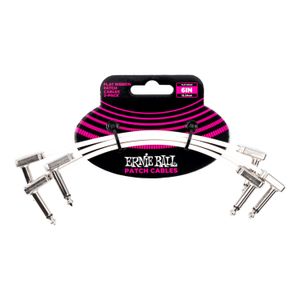 Pack de 3 Cable Patch Ernie Ball Flat Ribbon P06385 15 CM- White