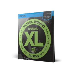 Set de cuerdas D'addario para bajo 5 cuerdas EXL165-5 escala larga 45-135