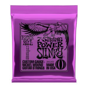 Set 7 cuerdas para guitarra eléctrica Ernie Ball 11-58 Power Slinky P02620