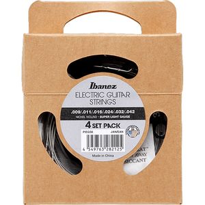 Pack 4 Set Cuerdas Guitarra Eléctrica Ibanez PIEGS6 - 09-42