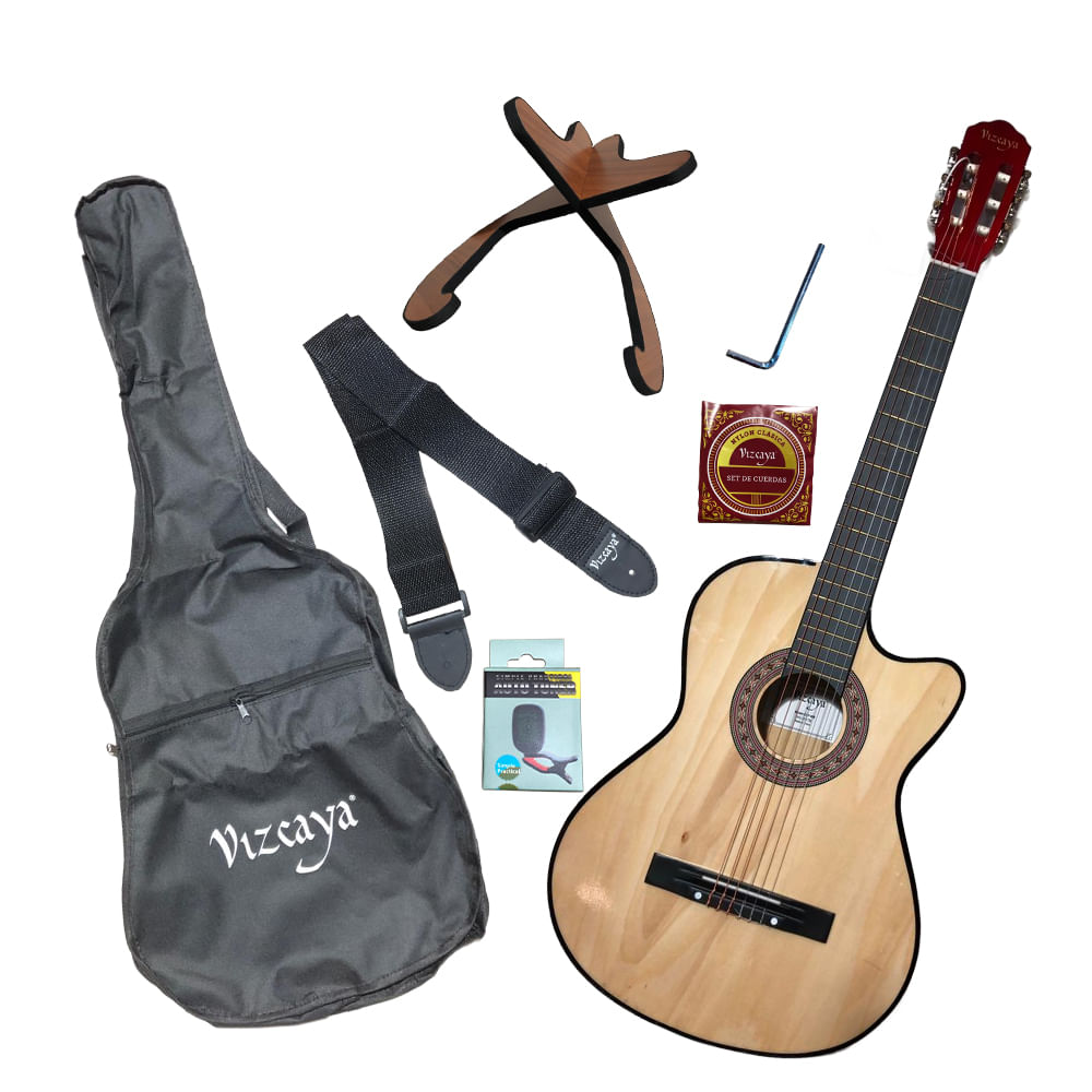 Pack Guitarra Clásica Vizcaya CGP-WN PACK (Funda-Afinador-Cuerdas-Atril-Correa)