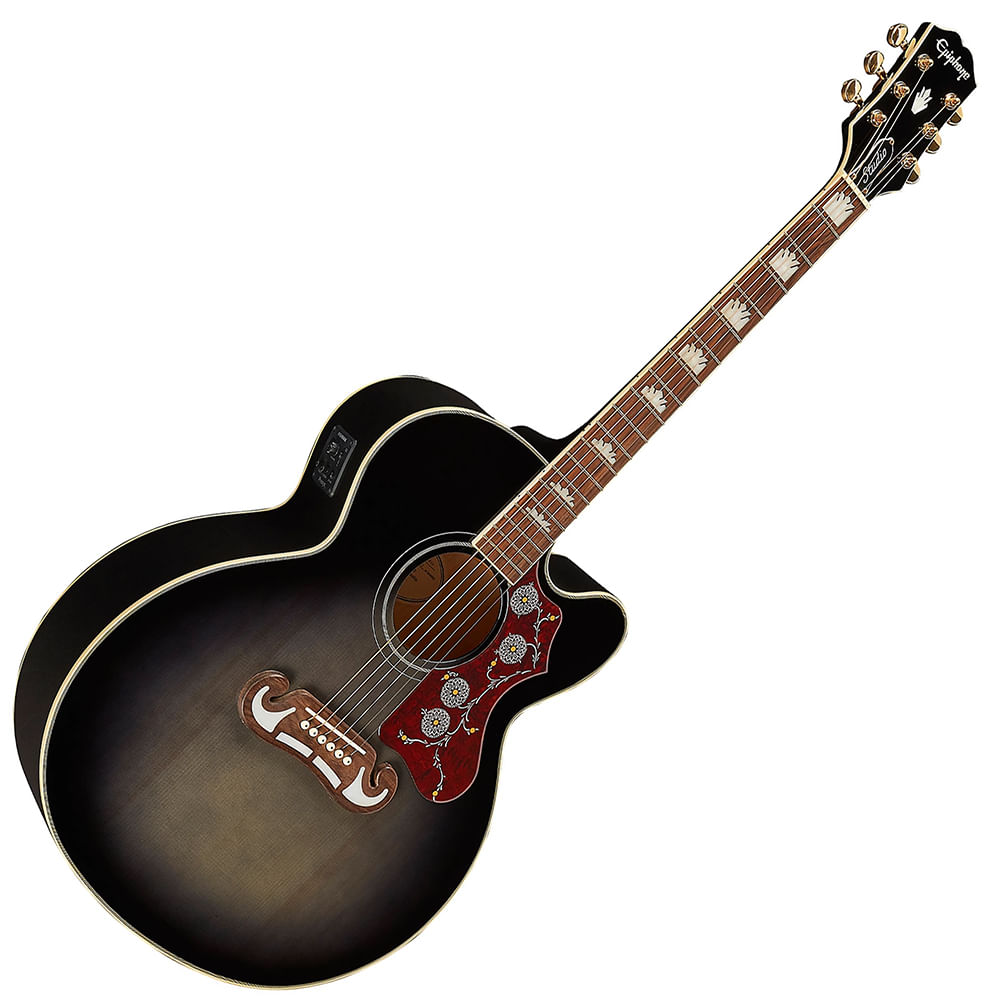 Guitarra Electroacústica Epiphone J-200 Studio EC - Translucent Ebony Burst