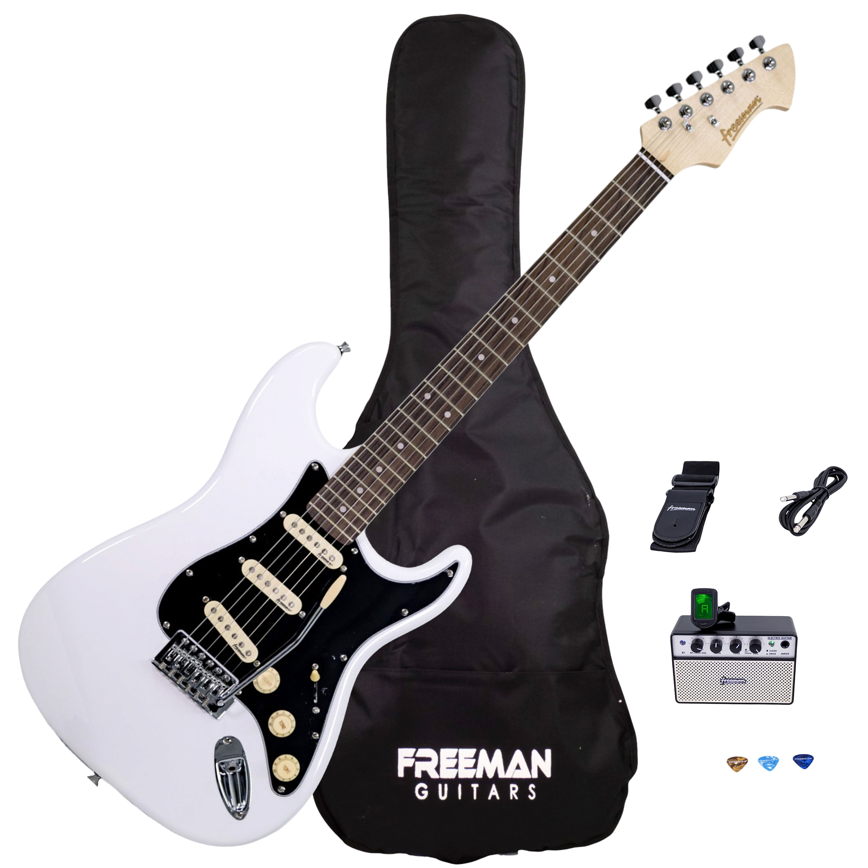 Pack de guitarra eléctrica Freeman Rockstarter - White